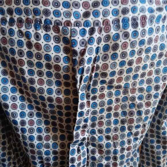 Vintage Women's Medium Granny Top 1960's Blouse Geometric Medallions Cutoff Hem - Picture 8 of 9